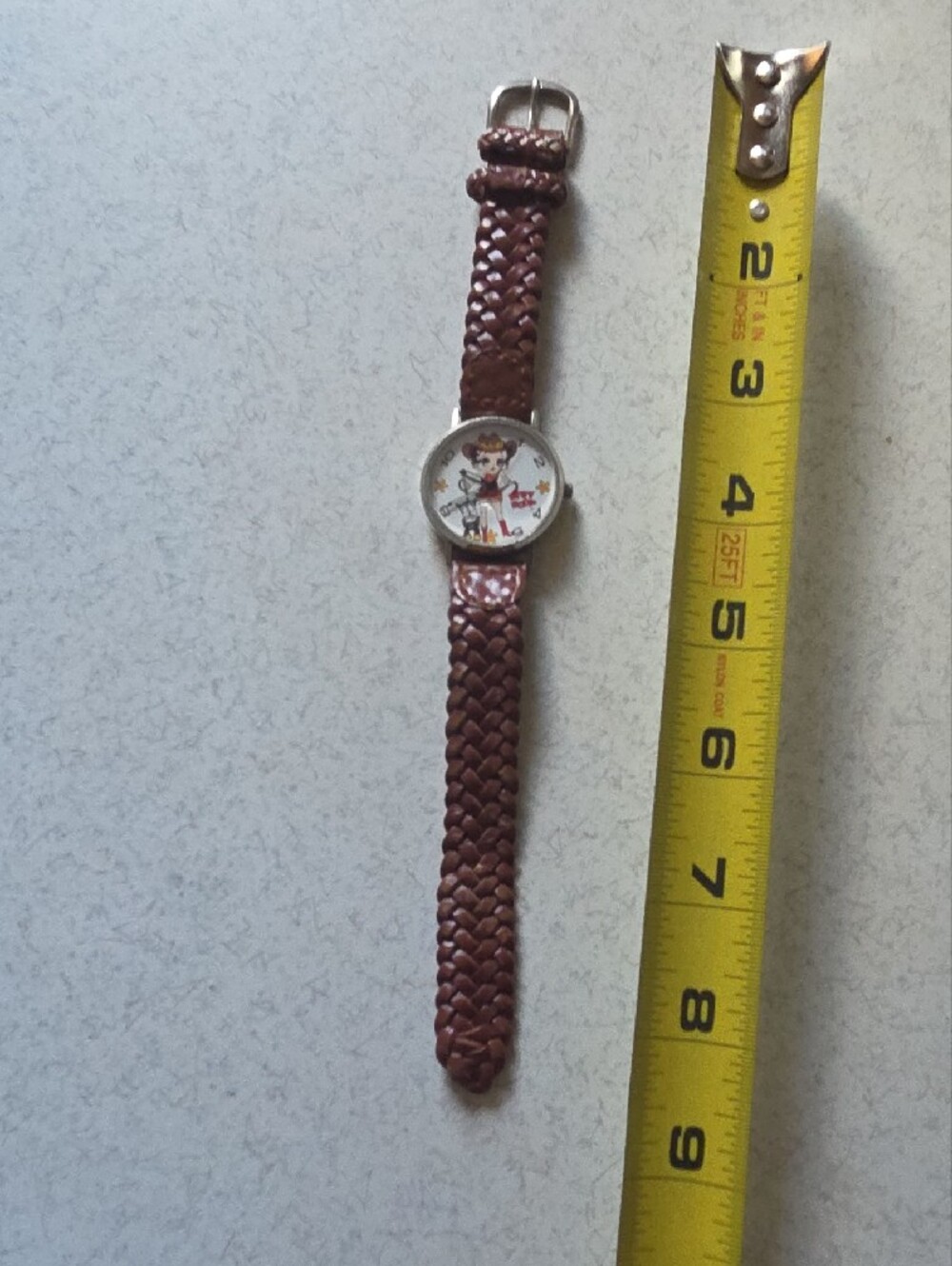 Vintage Betty Boop Brown Braided Leather Strap Watch with Character Dial - Picture 5 of 6